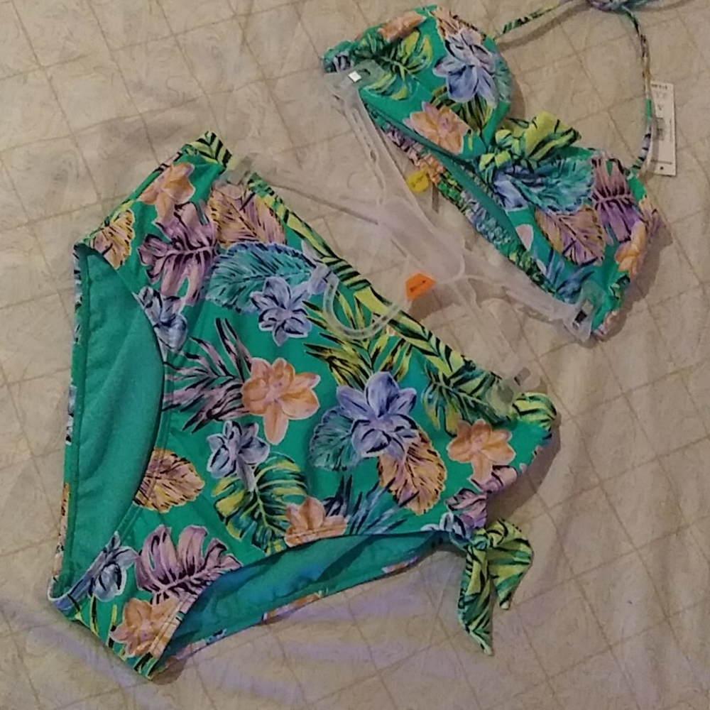 High waste swim suit